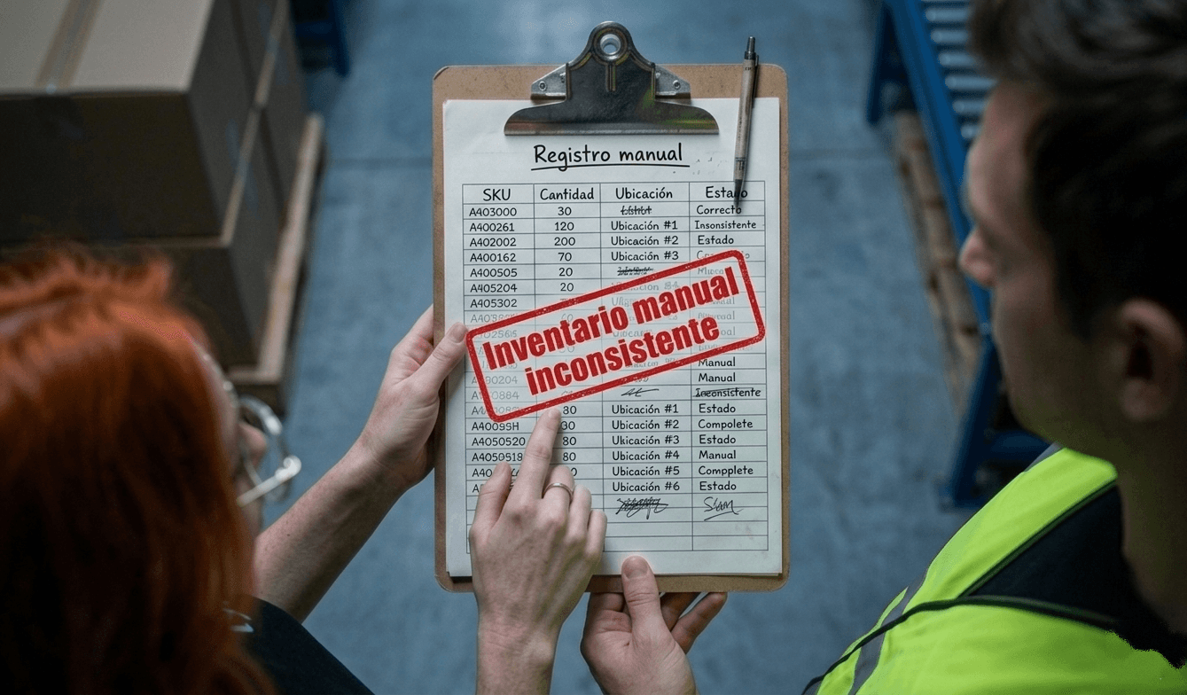 Registro manual de inventario inconsistente en papel