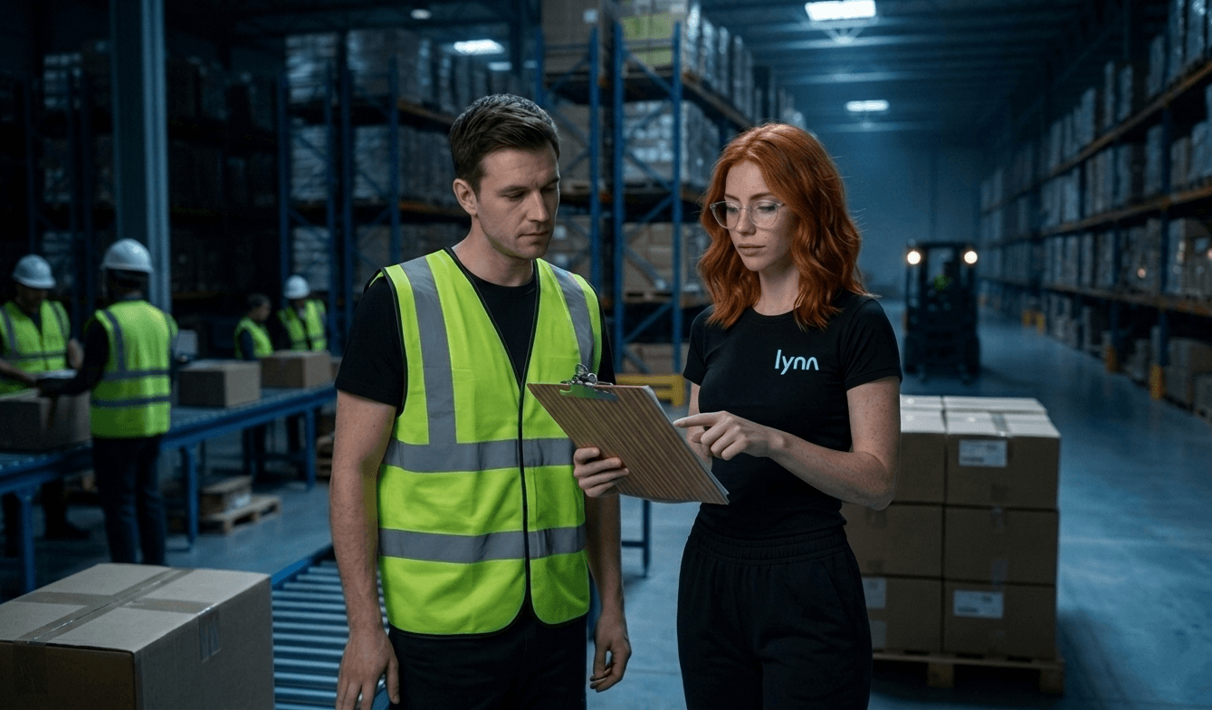 Equipo de Lyna y personal de planta revisando la operación juntos